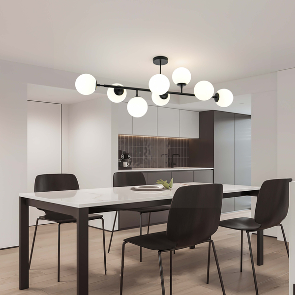Modernistyczna lampa sufitowa DORADO LP-002/8P BK loftowa molekuły czarne białe OUTLET