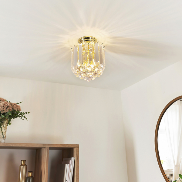 Krystałowa lampa sufitowa FARGO-BP Endon glamour crystal mosiądz