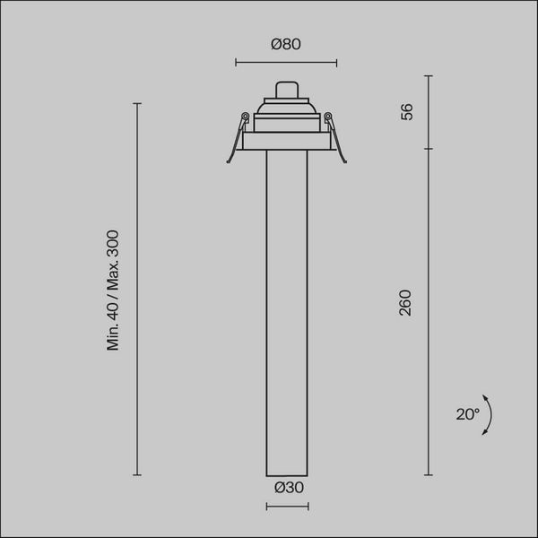 Regulowana lampa sufitowa wpust Focus C140RS-L300-7W3K-W LED 7W 3000K biała
