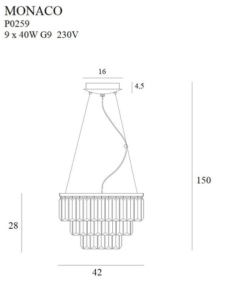 LAMPA wisząca MONACO P0259 Maxlight kryształowa OPRAWA zwis glamour crystal przezroczysty
