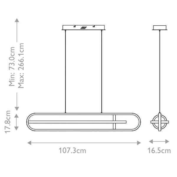 Lampa wisząca nad stół Demark QN-DEMARK-LP-BK LED 58W 3000K owalna czarny