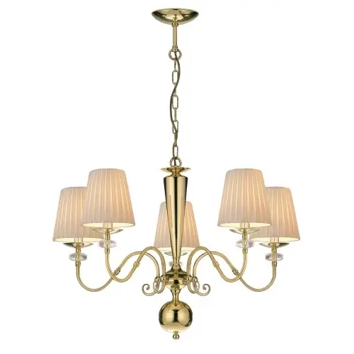 Łańcuchowa lampa wisząca Lilosa 8679 abażurowa mosiądz beżowa