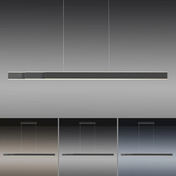 Lampa wisząca nowoczesna PURE-LUME antracyt LED 76W 2700-5000K podłużna listwa do salonu 2738-13