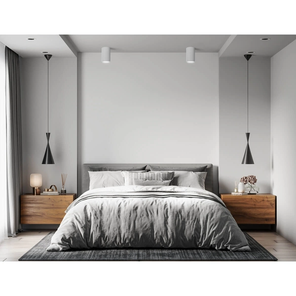 Szara lampa sufitowa 137623613721 okrągła do sypialni