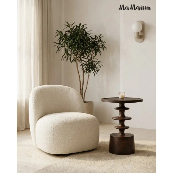 Kawowy stolik BRERA MM001501100412 brązowa drewniana do salonu 45cm