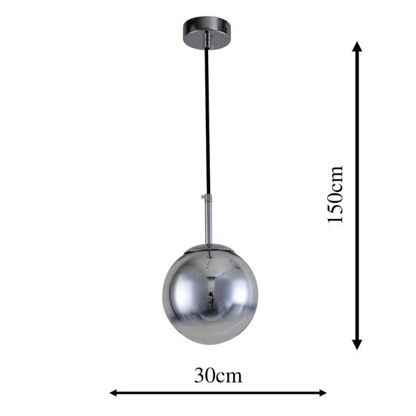 Skandynawska LAMPA wisząca PALLA LP-2844/1P CH Light Prestige loftowa OPRAWA szklany ZWIS kula loft ball srebrna przezroczysta