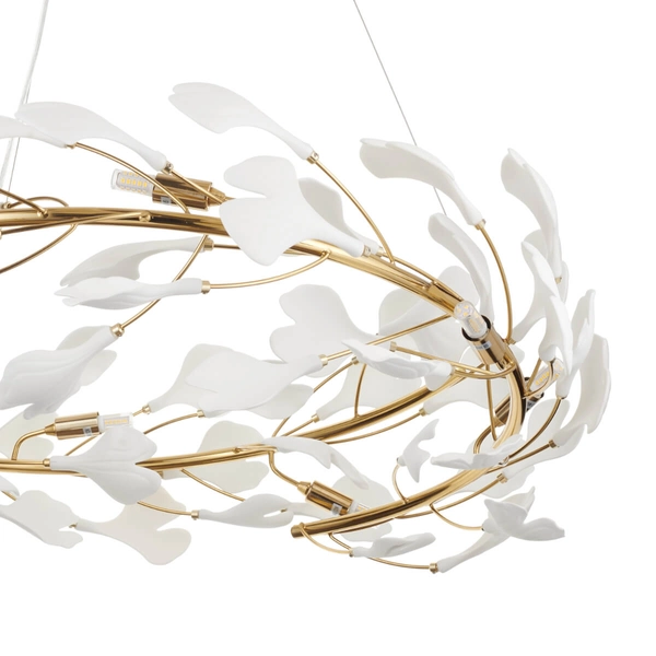 Wisząca lampa BOTANIKA XY080P-80 Step do jadalni glamour biała złota