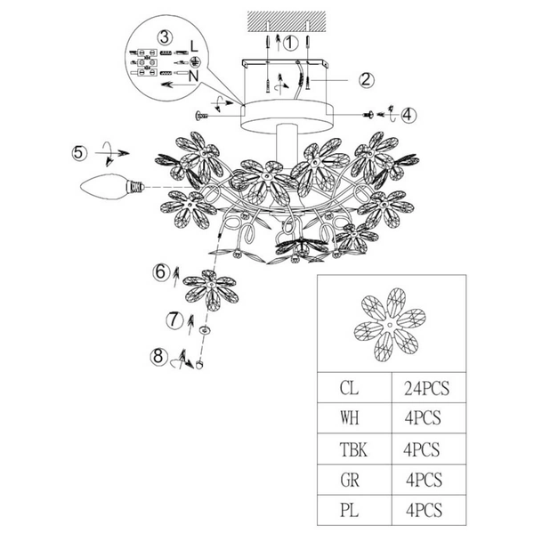 Dekoracyjna lampa sufitowa Flower R20012017 RL Light kwiaty multikolor