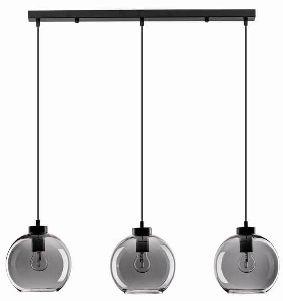 Czarna lampa wisząca Repos szklane kule na listwie loft