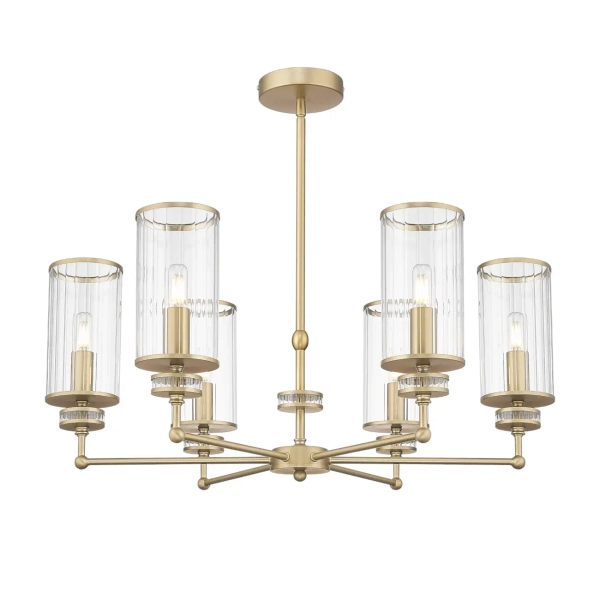Lampa wisząca żyrandol art deco HAVEN mosiężna metalowa szklana E14 6-punktowa P06798BR
