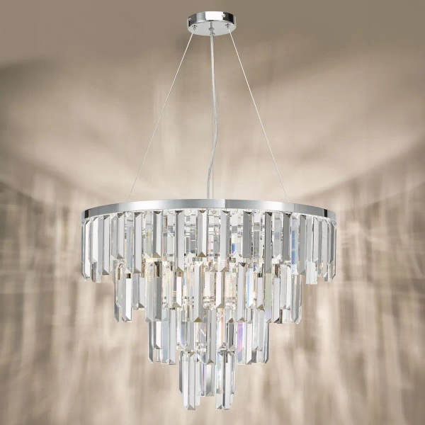 Kryształowa lampa wisząca Fuentes FUE0550 nad stół do salonu chrom