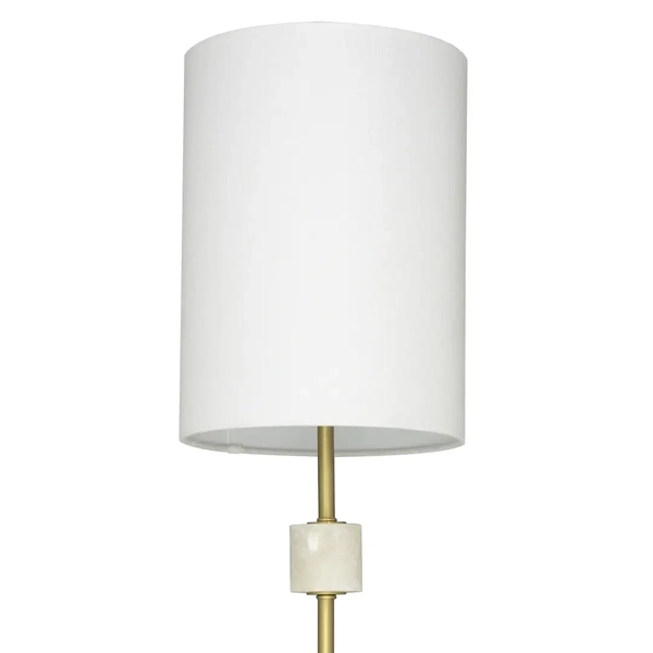 Stołowa lampka Bari T01040BR-WH tuba abażur do gabinetu mosiądz biała