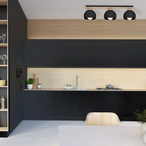 Potrójna lampa sufitowa DAMA BLACK MLP6560 do jadalni kula czarna