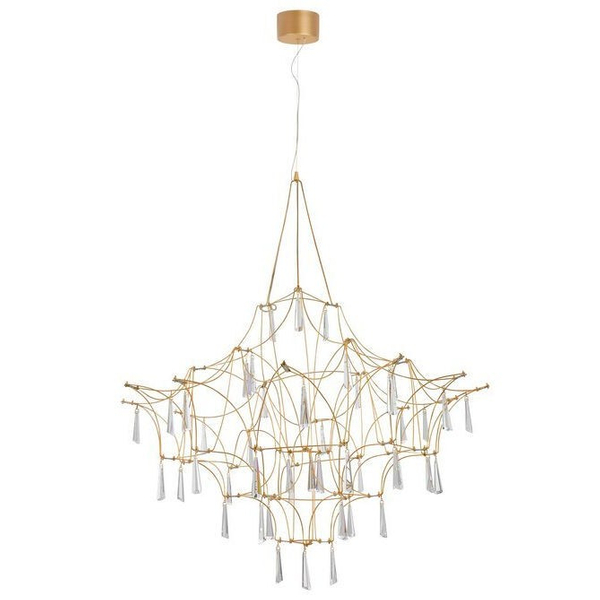 Wisząca LAMPA designerska SALAMANCA LE41324 Luces Exclusivas kryształowy żyrandol LED 20W 3000K do salonu złoty