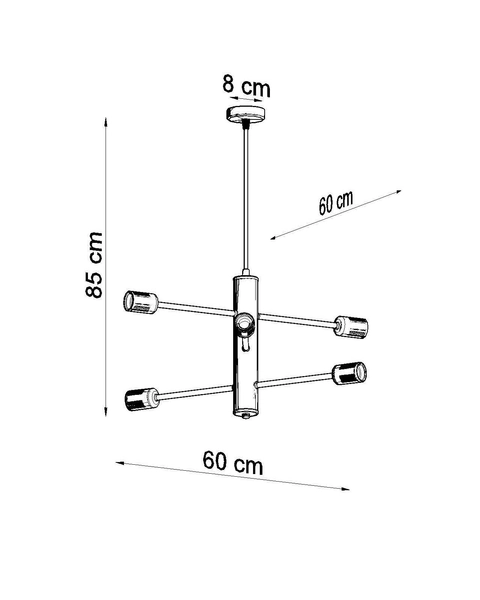 LAMPA wisząca SL.0305 metalowa OPRAWA zwis MOLECULAR sticks czarny
