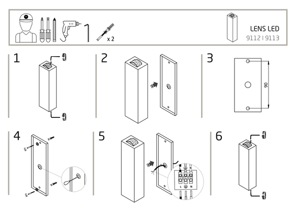 Czarny kinkiet zewnętrzny LENS 9112 lampa ledowa 4W 3000K IP54