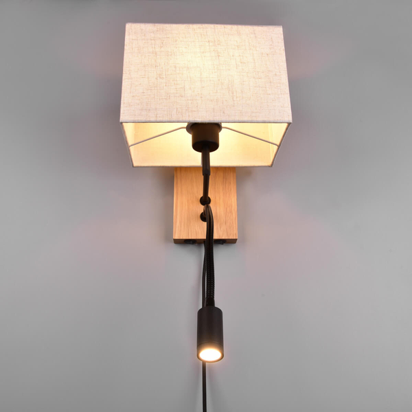 Kinkiet ścienny ELDRA DL236212870 LED 3,1W 3000K drewniany czarny beżowy
