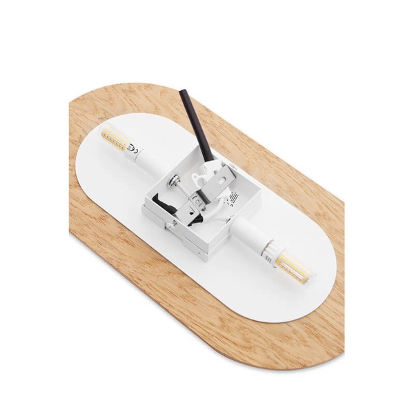 Drewniana ścienna lampa Rokke RKW21010 do jadalni brązowa biała