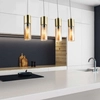 Wisząca LAMPA loft ANNIKA 21000-4HM Globo szklana OPRAWA tuby ZWIS na listwie mosiężny bursztynowy