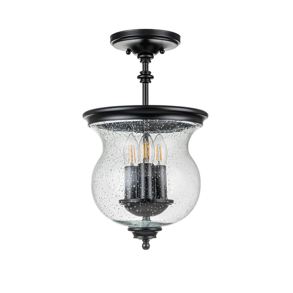 Retro lampa sufitowa Pickering Lane FE-PICKERING-LANE-SF-BLK Feiss czarny przezroczysty