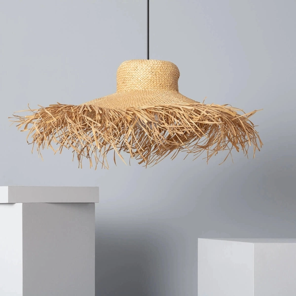 Lampa zawieszana Boho ABR-LWAA-60 Abruzzo kapelusz ekologiczna beżowa