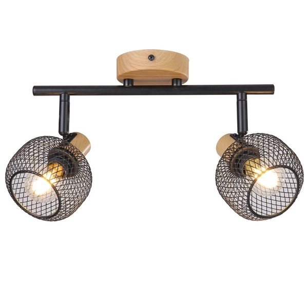 Regulowany plafon Grendel 3128 2-punktowa lampa sufitowa czarna drewno