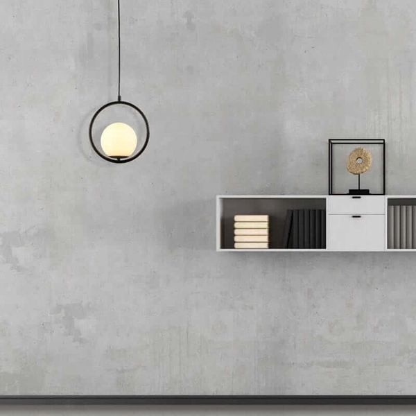 Wisząca lampa Milano ABR-LWMR-E27 Abruzzo bańka zwis czarna biała