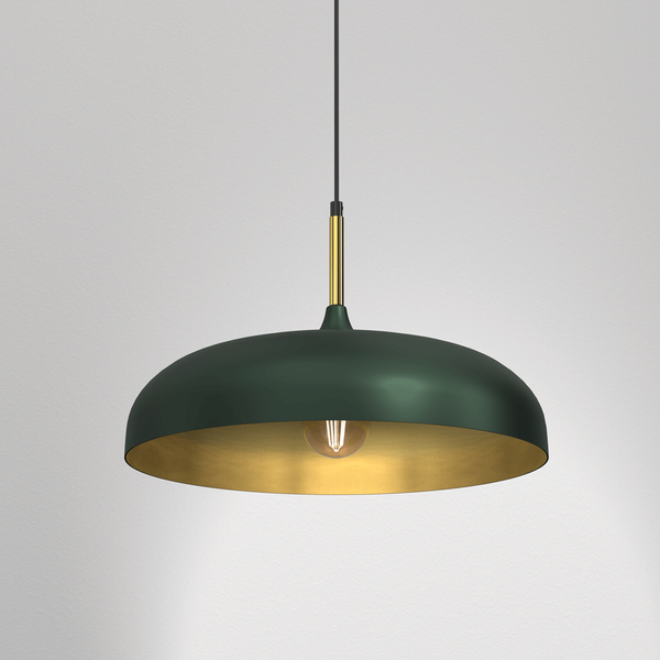 Wisząca lampa industrialna Lincoln retro zielona złota