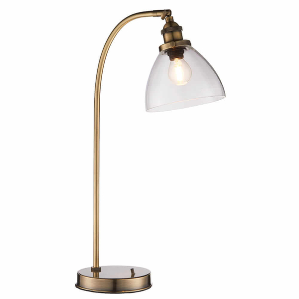 Stołowa lampka na biurko Hansen 77859 Hanson Endon szklana mosiądz