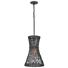Ażurowa lampa wisząca Twyla QN-TWYLA-1P-BK tuba rattan czarny