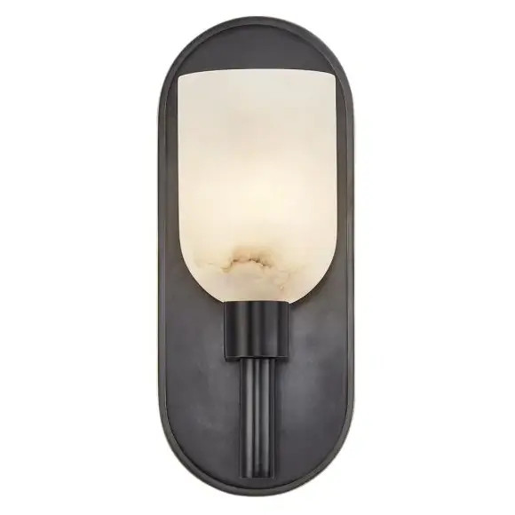 Alabastrowa lampa ścienna Lucian QN-LUCIAN1-UBZ-AR do jadalni czarny