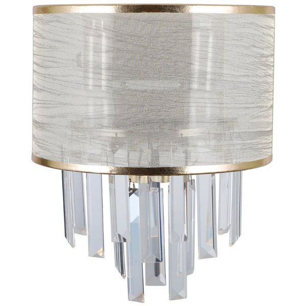 Kinkiet LAMPA ścienna TORREIA WL-45660-2 Italux abażurowa OPRAWA crystal glamour mosiądz srebrna