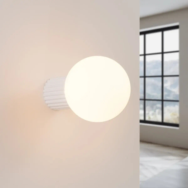 Lampa ścienna do łazienki HALO SL.1707 kula IP44 szklana biała