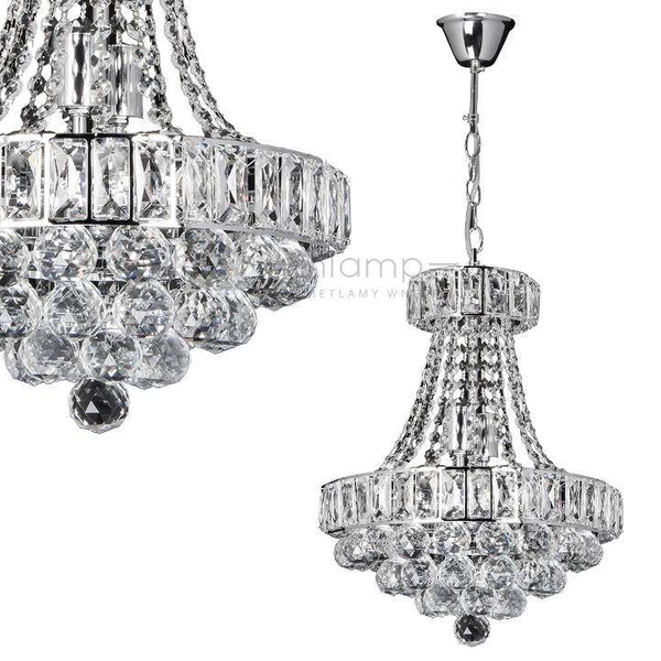 LAMPA wisząca VEN W-E 1373/6 glamour OPRAWA zwis kryształowe kule balls przezroczyste