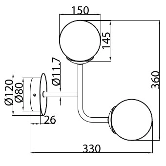 Modernistyczna LAMPA ścienna ERICH MOD221WL-02G Maytoni szklane kule kinkiet mosiądz