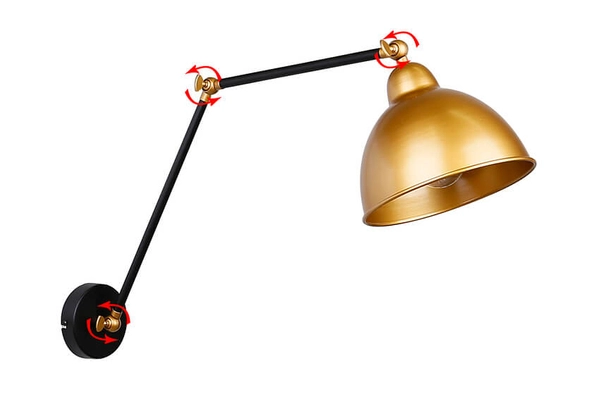 Industrialna lampa ścienna Truck na wysięgniku czarny złoty