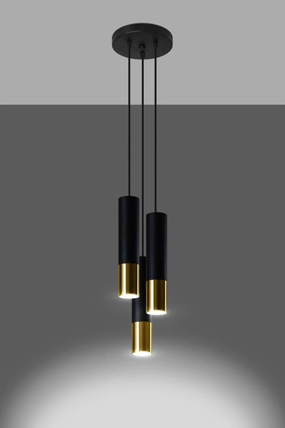 Lampa wisząca Loopez SL.0955 Sollux metalowe tuby kaskada czarna złota