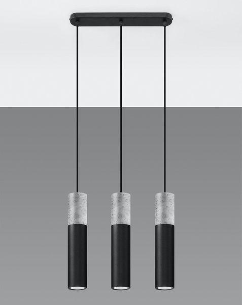 Skandynawska LAMPA wisząca SL.0652 metalowa OPRAWA tuby zwis beton czarny