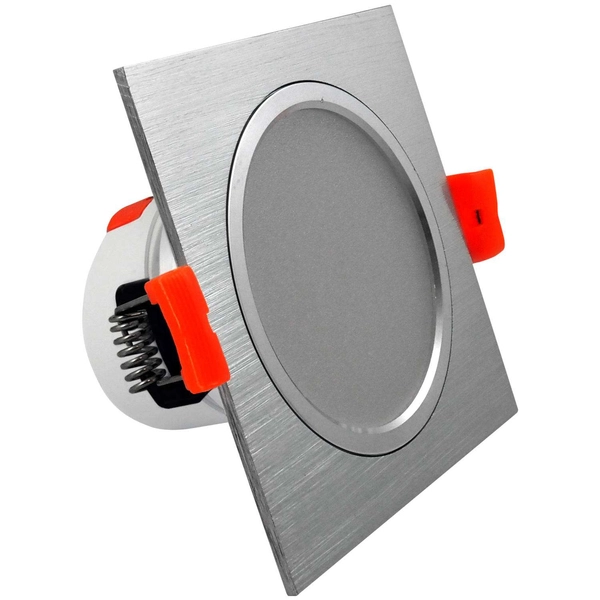 Wpuszczana LAMPA sufitowa VENUS 303622 Polux podtynkowa OPRAWA kwadratowa LED 7W 3000K do zabudowy srebrna