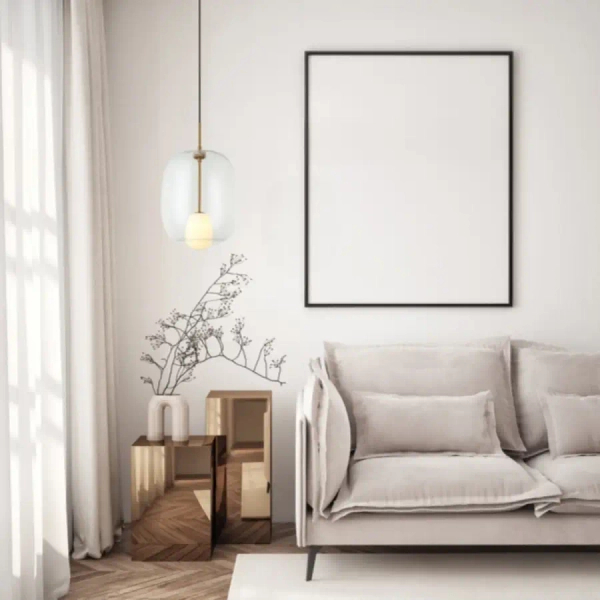 Owalna lampa wisząca 22057 szklana kula przezroczysty złoty