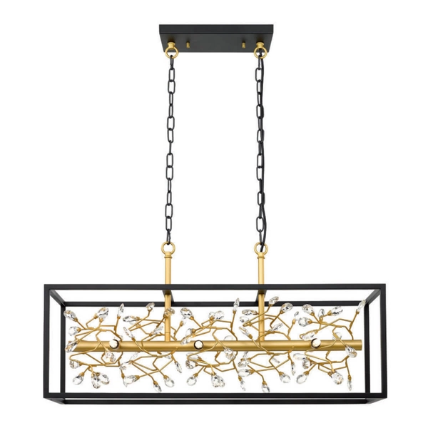 Designerski żyrandol Spring P0578-06C-P7TF czarny złoty przezroczysty