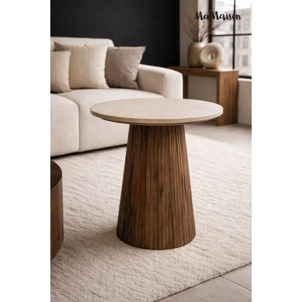 Stolik kawowy ARGENTINA MM001501100337 brązowy beżowy drewno 50cm