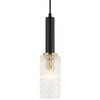 LAMPA wisząca PEROLA PND-43309-3 BK+BR Italux modernistyczna OPRAWA szklana ZWIS tuby kaskada czarna przezroczysta