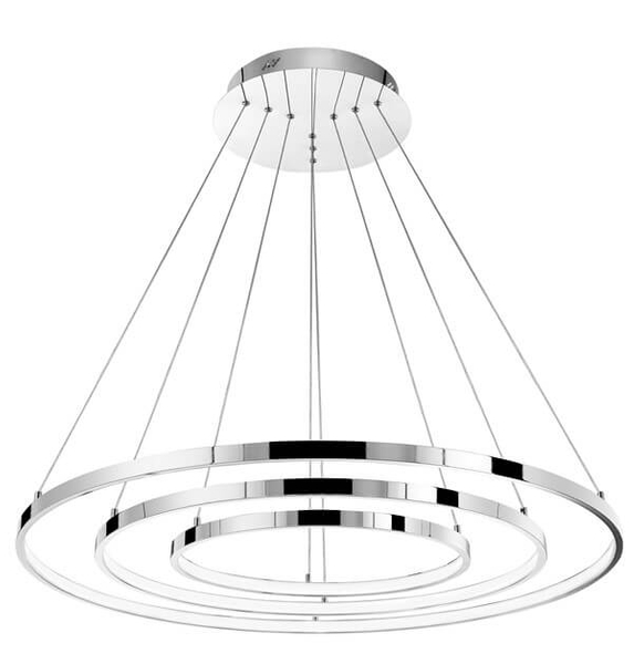 Srebrna lampa wisząca Lobos pierścienie LED 135W 3000K salonowe