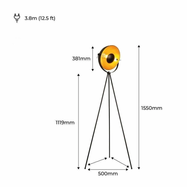 Lampa podłogowa stojąca Versali ABR-LPV-G Abruzzo do sypialni złota szara