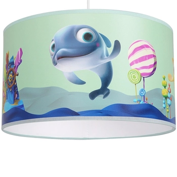 Dziecięca LAMPA wisząca MINIMINI MLP6802 Milagro okrągła OPRAWA delfinek ZWIS abażurowy multikolor