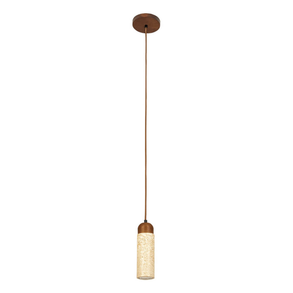 Wisząca lampa z kamienia 25417 do salonu drewniana beżowa