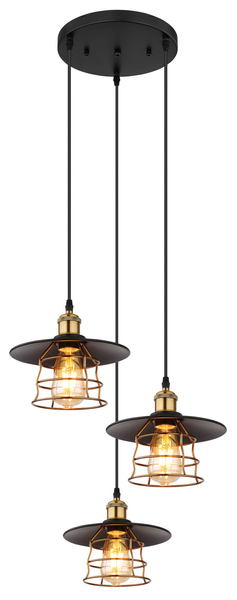 Wisząca lampa Viejo 15086-3BH retro czarna miedziana