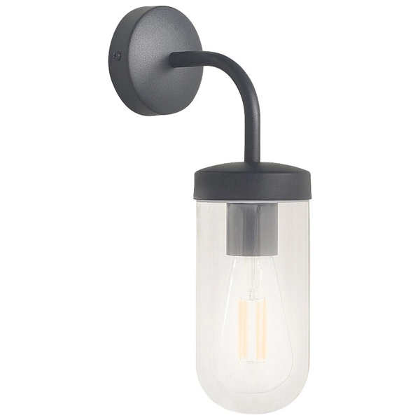 Czarna lampa ścienna Yago nad lustro do łazienki przezroczysta