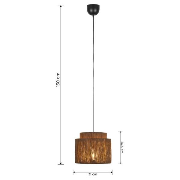 Wisząca lampa boho SMILLA 366800136 nad wyspę juta boho beżowa czarna